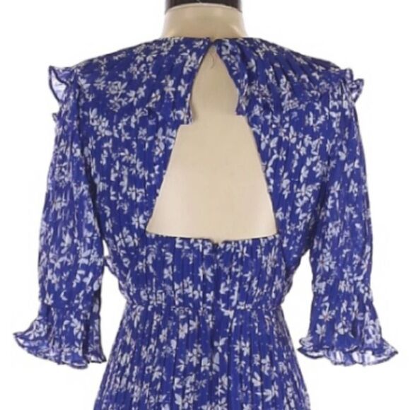 NWT La Madison Talulah Mediterranean Minx Midi Blue Margarita Floral Dress Sz XS - Picture 4 of 7